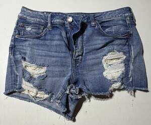 American Eagle Next Level Stretch Distressed Lace Denim Shorts Size 12